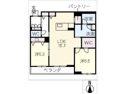 アルフラット オリーブ(2LDK/2階)の間取り写真