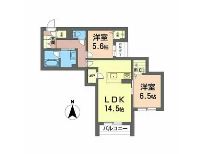 グリナ一ジュ(2LDK/2階)の間取り写真