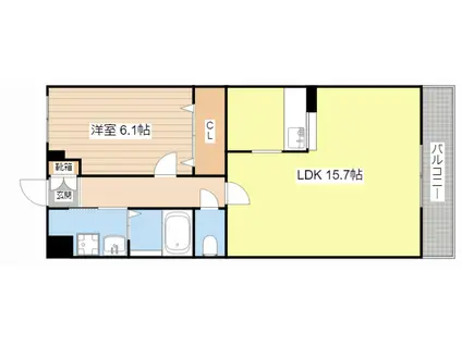 ブリックヤード(1LDK/5階)の間取り写真