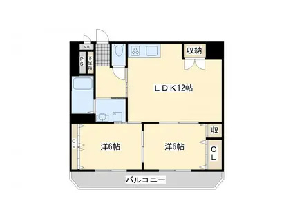ロイヤルハイツ鷹ノ巣(2LDK/3階)の間取り写真