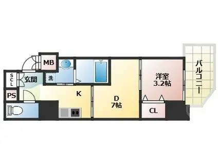 ARTIZA新大阪D.C(1DK/12階)の間取り写真