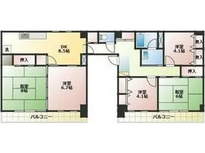 ナビハイツ今伊勢(5DK/3階)の間取り写真