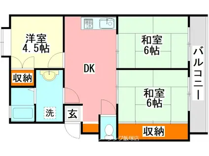 サンライズ幸袋(3DK/4階)の間取り写真