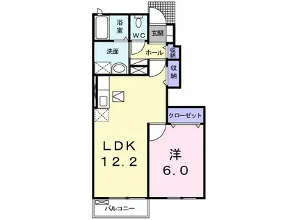 エアリー・ガーデンE(1LDK/1階)の間取り写真