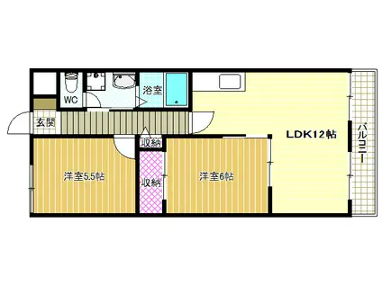 ウッドファイブII(2LDK/4階)の間取り写真