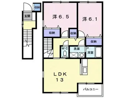 アルティプラーノII(2LDK/2階)の間取り写真