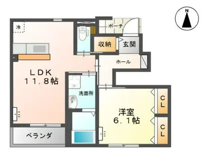 マロン・フローラ(1LDK/1階)の間取り写真