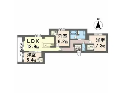 AVANCE東草深ウエスト(3LDK/2階)の間取り写真