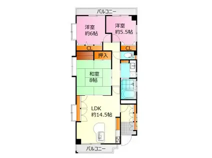 檜皮ビル(3LDK/3階)の間取り写真