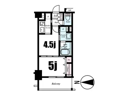 日神デュオステージ三ツ沢公園(1DK/4階)の間取り写真