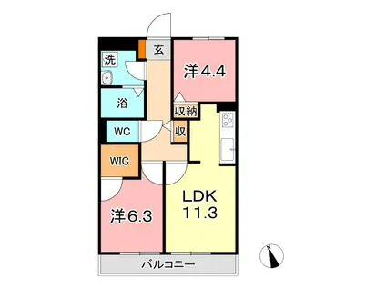 パークタウン茶屋町A棟(2LDK/1階)の間取り写真