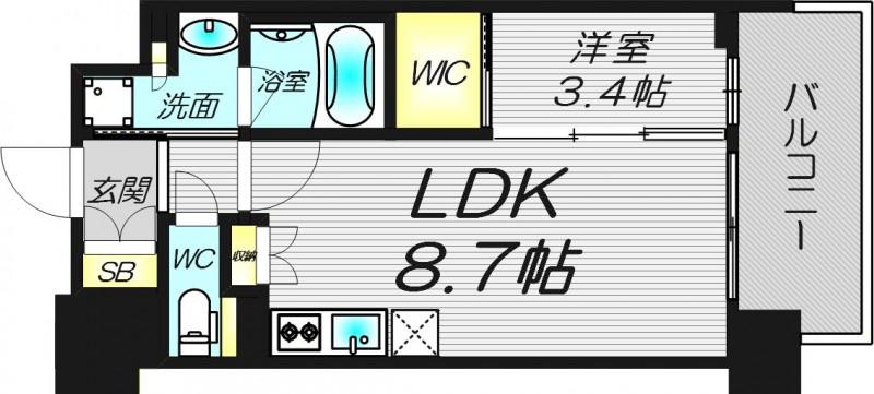 コンフォリア新大阪宮原Q(1LDK/12階)の間取り写真