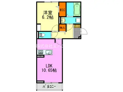 サニーリヴF(1LDK/1階)の間取り写真