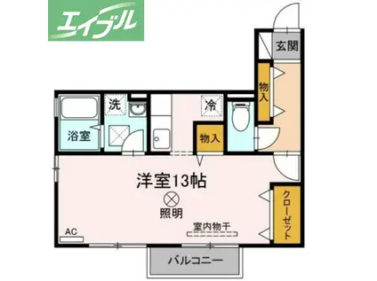 リビングタウン豊成B棟(ワンルーム/2階)の間取り写真