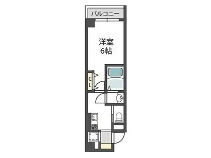 グランパシフィック難波元町(1K/9階)の間取り写真