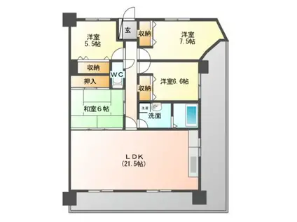 コア倶楽部荒尾(4LDK/9階)の間取り写真