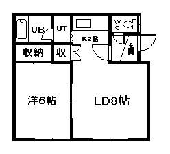 10・13コーポB棟(1DK/2階)の間取り写真