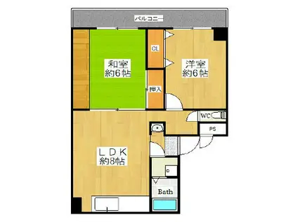 レクシア九条(2LDK/4階)の間取り写真