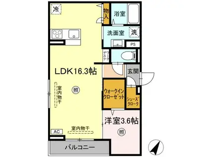 CHERIE MAISON明野(1LDK/3階)の間取り写真