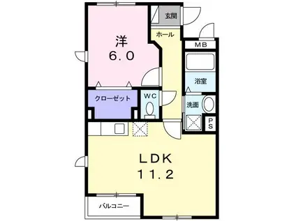 カスカード2(1LDK/2階)の間取り写真