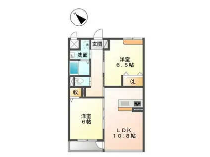 ビレッジ高坪(2LDK/2階)の間取り写真