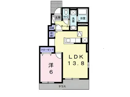 サンパラソルD(1LDK/1階)の間取り写真