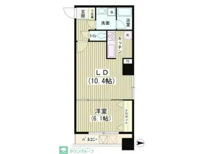 アクアコート(1LDK/9階)の間取り写真