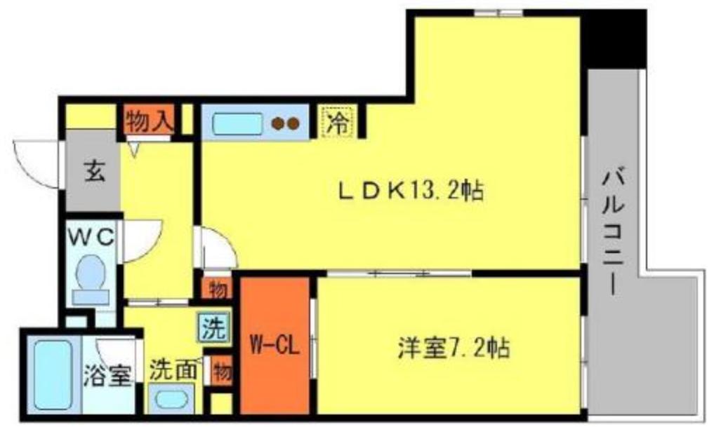 BRAVI南堀江(1LDK/6階)の間取り写真