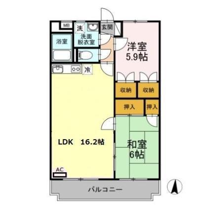 サンライズ宝塚(2LDK/3階)の間取り写真