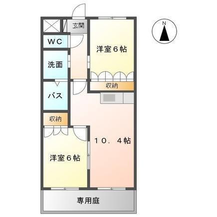 グリーンアース(2LDK/1階)の間取り写真