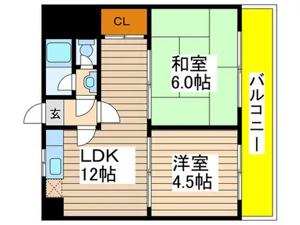 竹味マンション(2LDK/4階)の間取り写真