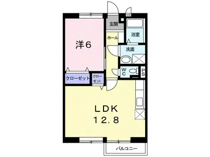 エスポワール大刀洗I(1LDK/2階)の間取り写真