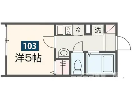MELDIA北綾瀬V(1K/1階)の間取り写真