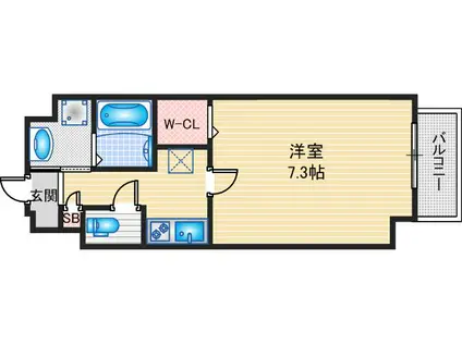 ガーデンクォーツ摂津正雀(1K/5階)の間取り写真