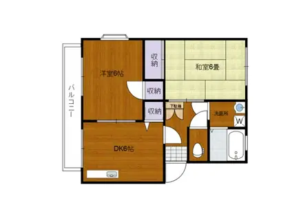 マリンガーデン A棟(2DK/1階)の間取り写真