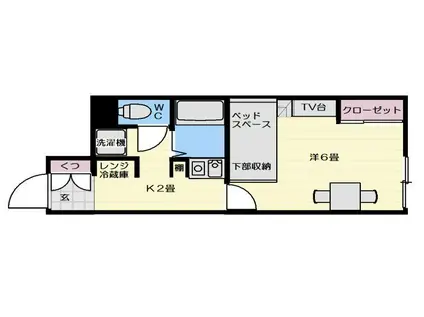 鹿児島県鹿児島市 2階建 築18年(1K/1階)の間取り写真