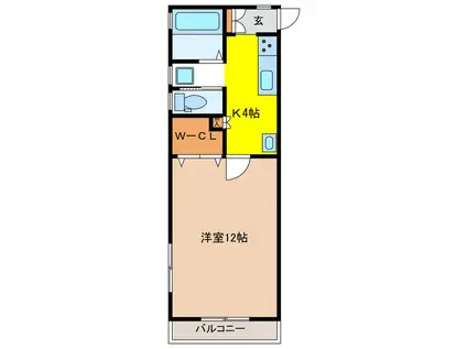 グランドシティ臥竜公園1番館(1K/2階)の間取り写真