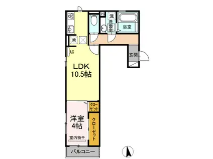アンベル新山口II(1LDK/1階)の間取り写真