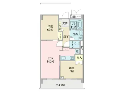 フラン・スラージュ枚方(2LDK/4階)の間取り写真