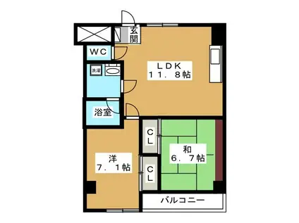 コスモリード篠崎駅前(2LDK/5階)の間取り写真