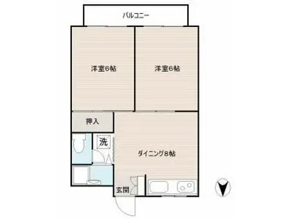 こぐまハイツ(2DK/3階)の間取り写真