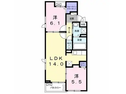 マカニカイ江井島(2LDK/3階)の間取り写真