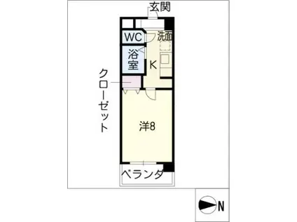 マーヴェラス自由が丘(1K/1階)の間取り写真