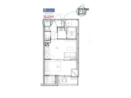 G&J門前仲町(1DK/10階)の間取り写真