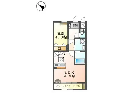 STAR WINGS(1LDK/1階)の間取り写真