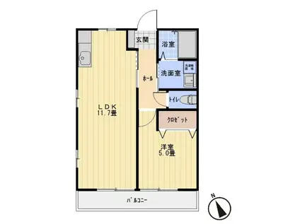 ドエル柳生 I(1LDK/1階)の間取り写真