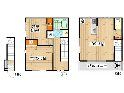 VILLA SYMBIOSE三軒茶屋(2LDK/2階)の間取り写真