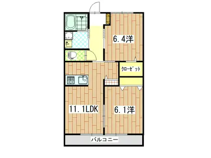 リバーサイド矢口(2LDK/2階)の間取り写真