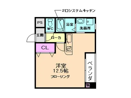 ハーメスアズール(ワンルーム/3階)の間取り写真