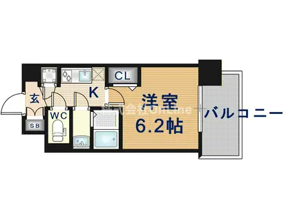 レジュールアッシュ緑橋駅前(1K/6階)の間取り写真